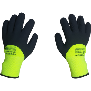 Перчатки защитные трикотажные акриловые двойные с нейлоном SCAFFA с текстурированным латексным покрытием 13 класс