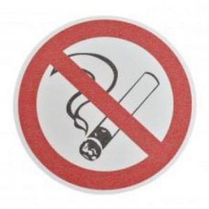 Знак курить запрещено - Противоскользящий напольный знак, круг с диаметром 400 мм