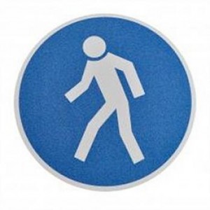 Знак движение пешеходов - Противоскользящий напольный знак, круг с диаметром 400 мм