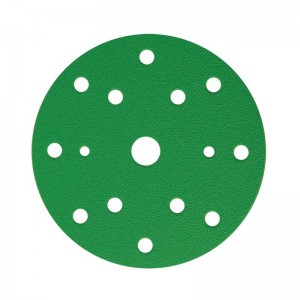 Шлифовальный круг SUNMIGHT FILM L312T+ 150мм на липучке, 15 отв, зелёный, P1500