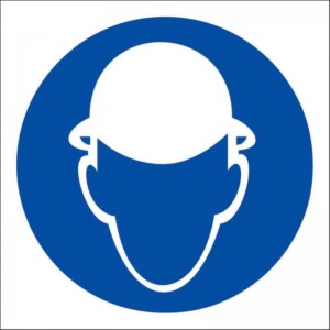 M02 "Работать в защитной каске (шлеме)" 200x200х2 мм пластик