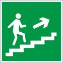 Знак Е15 "Направление к эвакуационному выходу по лестнице вверх направо" 200x200 мм пленка фотолюминесцентная