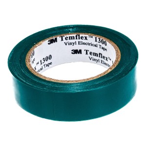 Изолента ПВХ 3М Temflex 1300 зеленая, рулон 15 мм x 10 м 7100081321 